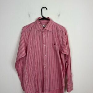 Wildly Men's Pink Striped Button Down Shirt Sz L